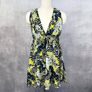 BB Dakota Womens‎ Safari Dress Sz Medium Zebra Animal Print Mobwife Summer Party